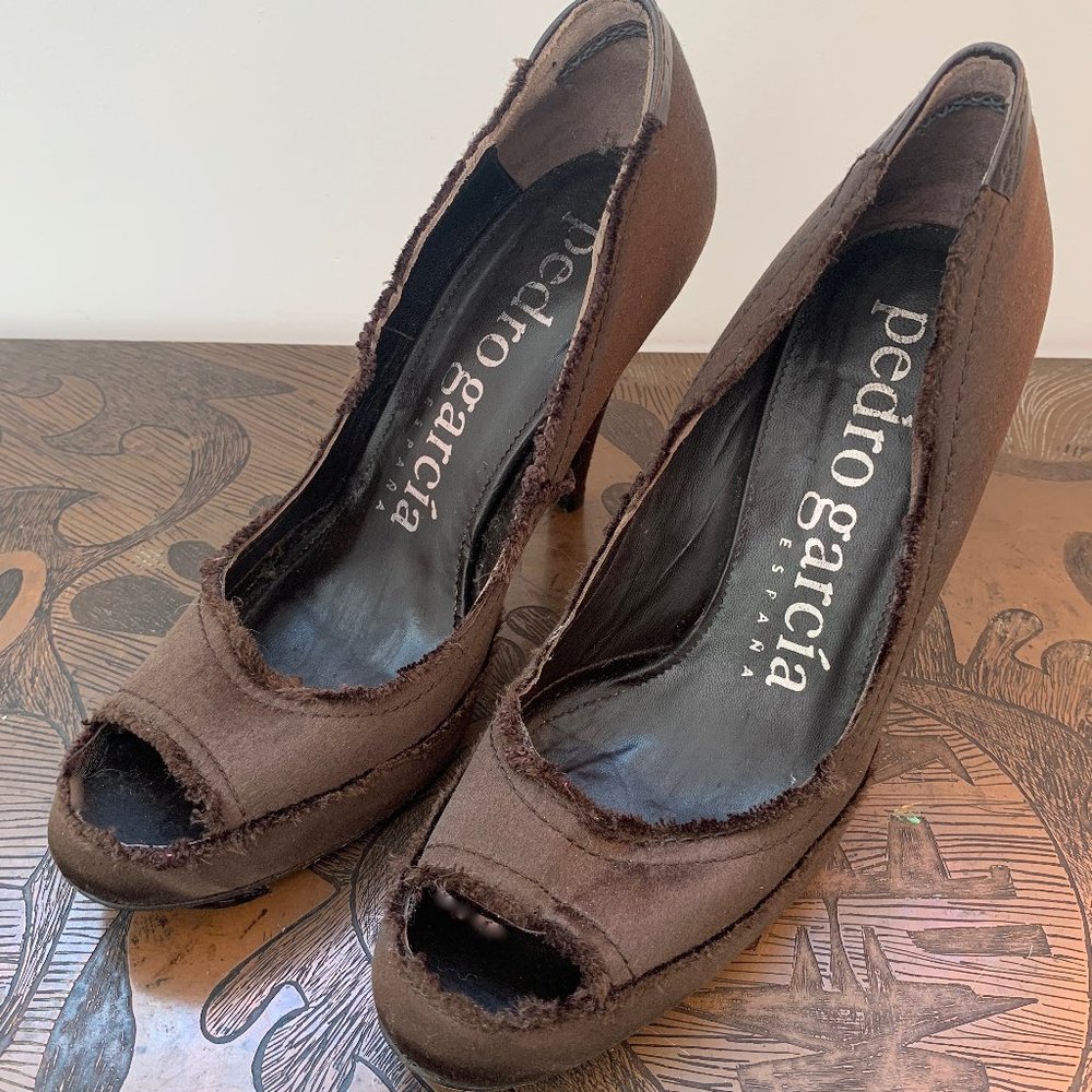 Pedro Garcia Chocolate Satin Pumps